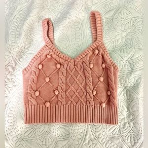 Pink knitted crop top; Size: M